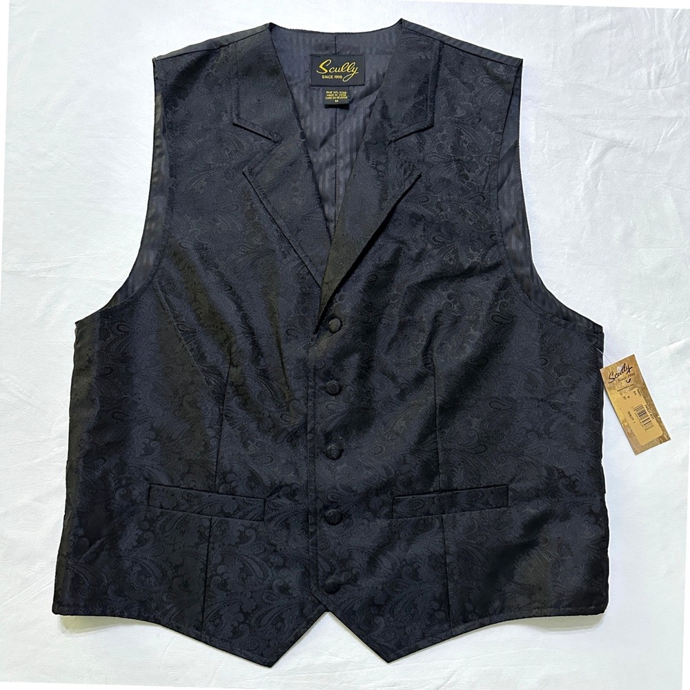 Scully Western Paisley Vest Medium Black Victorian Steampunk Gothic Regencycore